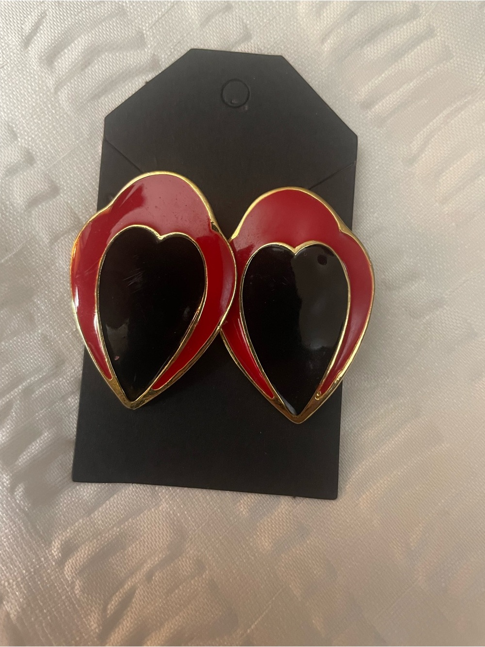 Red and Black Heart Drop Earrings - Women's Jewelry